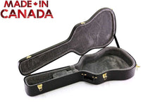 Load image into Gallery viewer, Hardshell jumbo acoustic guitar case with plush interior, heavy vinyl exterior, and locking metal fasteners made in Canada
