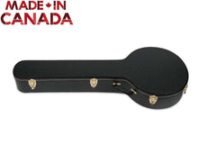 Charger l'image dans la galerie, Black hardshell banjo case with metal fasteners and plush interior, made in Canada