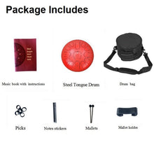 Charger l'image dans la galerie, Tongue Drum / Steel Handpan Drum avec accessoires 13 notes / 12 pouces