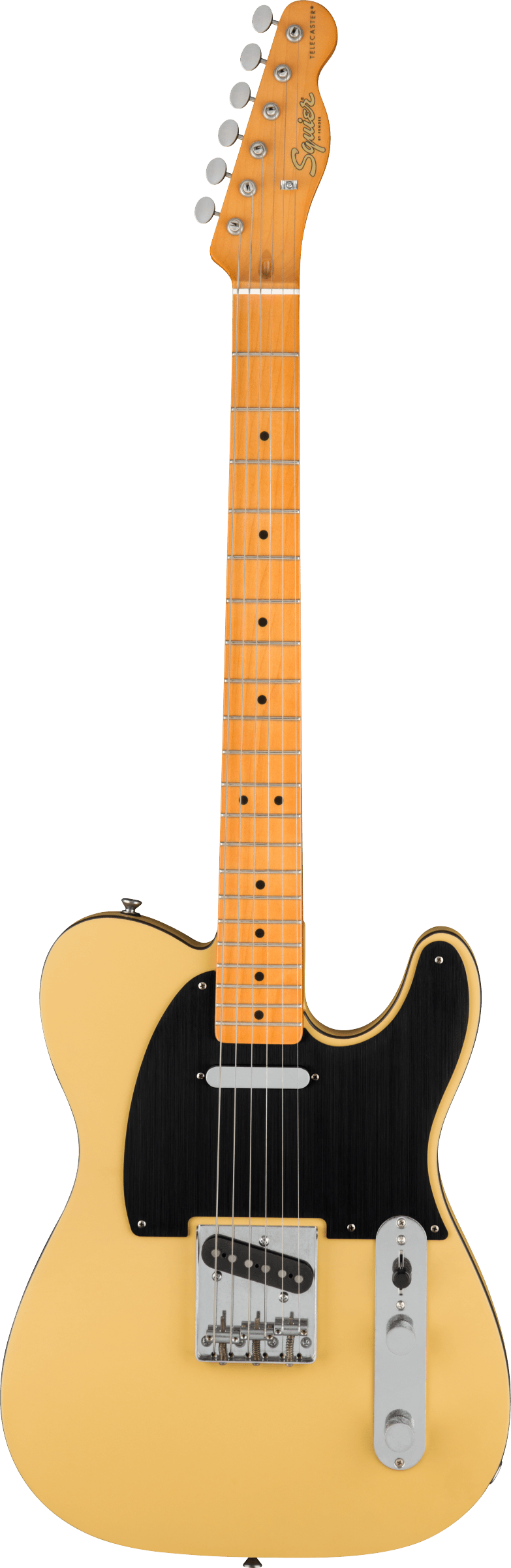 Squier  40th Anniversary Telecaster®, Vintage Edition, Maple Fingerboard, Black Anodized Pickguard, Satin Vintage Blonde - See Description