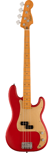 Squier 40th Anniversary Precision Bass®, Vintage Edition, Maple Fingerboard, Gold Anodized Pickguard, Satin Dakota Red - See Descriprion