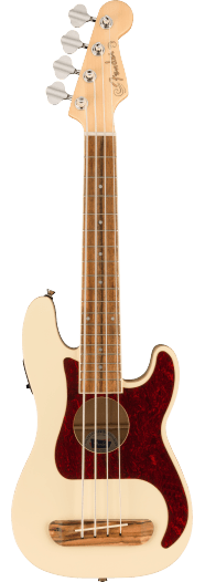 Fender Fullerton Precision Bass® Uke, Walnut Fingerboard, Tortoiseshell Pickguard, Olympic White - See Description