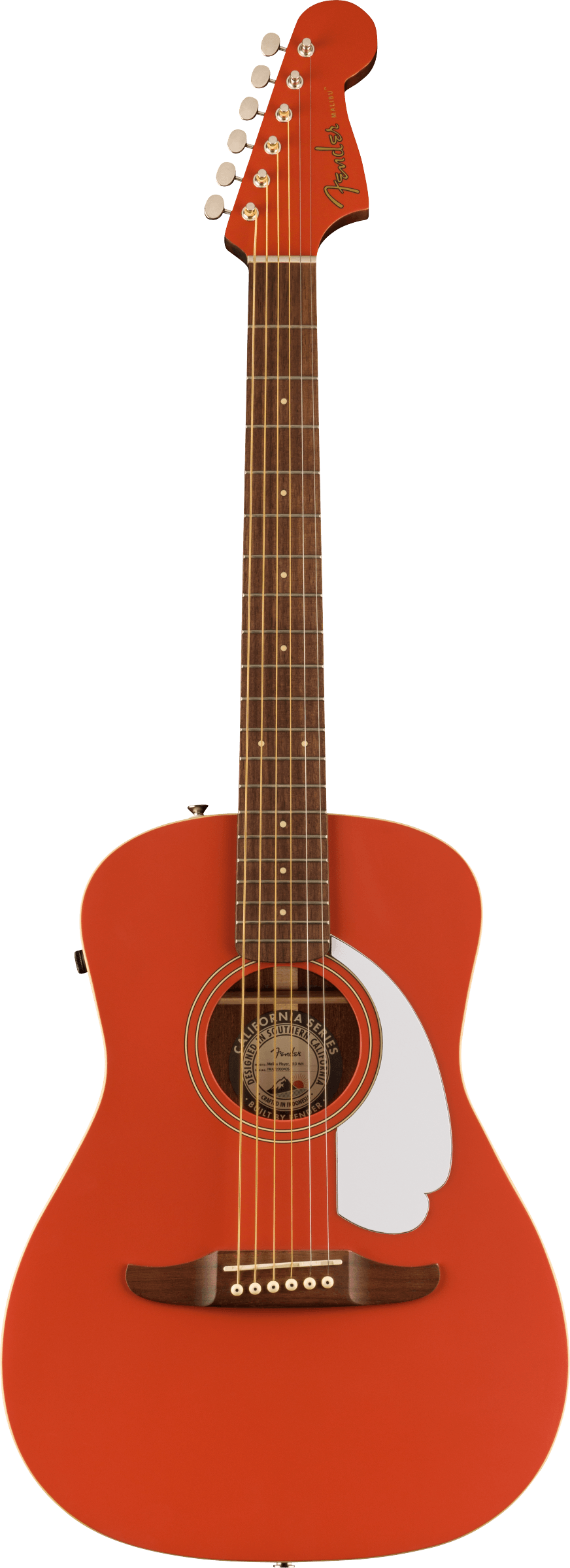 Fender Malibu Player, Walnut Fingerboard, White Pickguard, Fiesta Red Acoustic Guitar - See Description