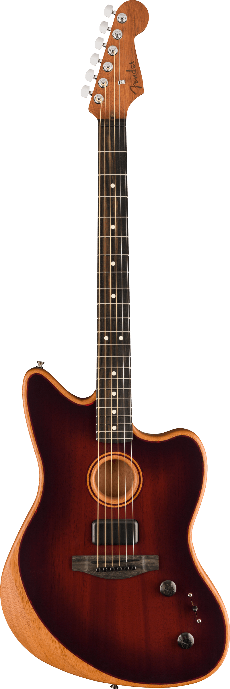 Fender American Acoustasonic® Jazzmaster® All-Mahogany, Ebony Fingerboard, Bourbon Burst Acoustic Electric Guitar - See Description
