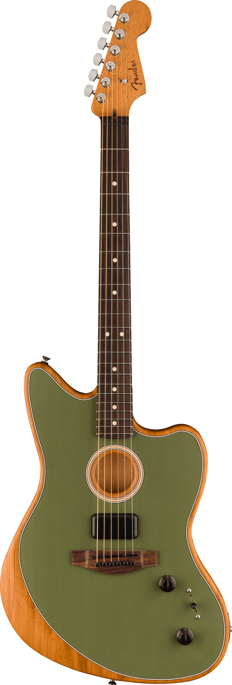Fender Acoustasonic® Player Jazzmaster®, Rosewood Fingerboard, Antique Olive Acoustic Electric Guitar - See Description
