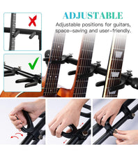 Load image into Gallery viewer, GUITTO Multi Guitar Rack Stand Foldable Universal Display Rack Portable Guitar Holder for Band Stage Bass Acoustic Guitar - 3 Holder GGS-12
