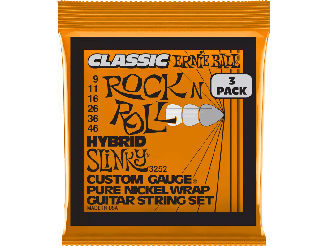 Ernie Ball 3-Pack Hybrid Slinky Rock N Roll Electric Strings 9-46