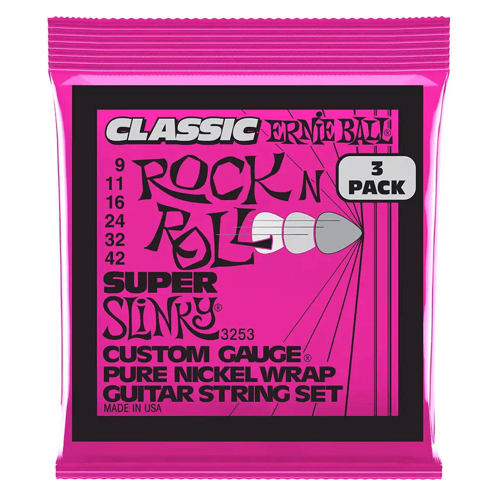 Ernie Ball 3-Pack Super Slinky Rock N Roll Electric Strings 9-42