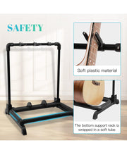 Load image into Gallery viewer, GUITTO Multi Guitar Rack Stand Foldable Universal Display Rack Portable Guitar Holder for Band Stage Bass Acoustic Guitar - 3 Holder GGS-12
