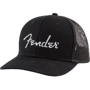 Fender® Silver Thread Logo Snapback Trucker Hat, Black, One Size Fits Most