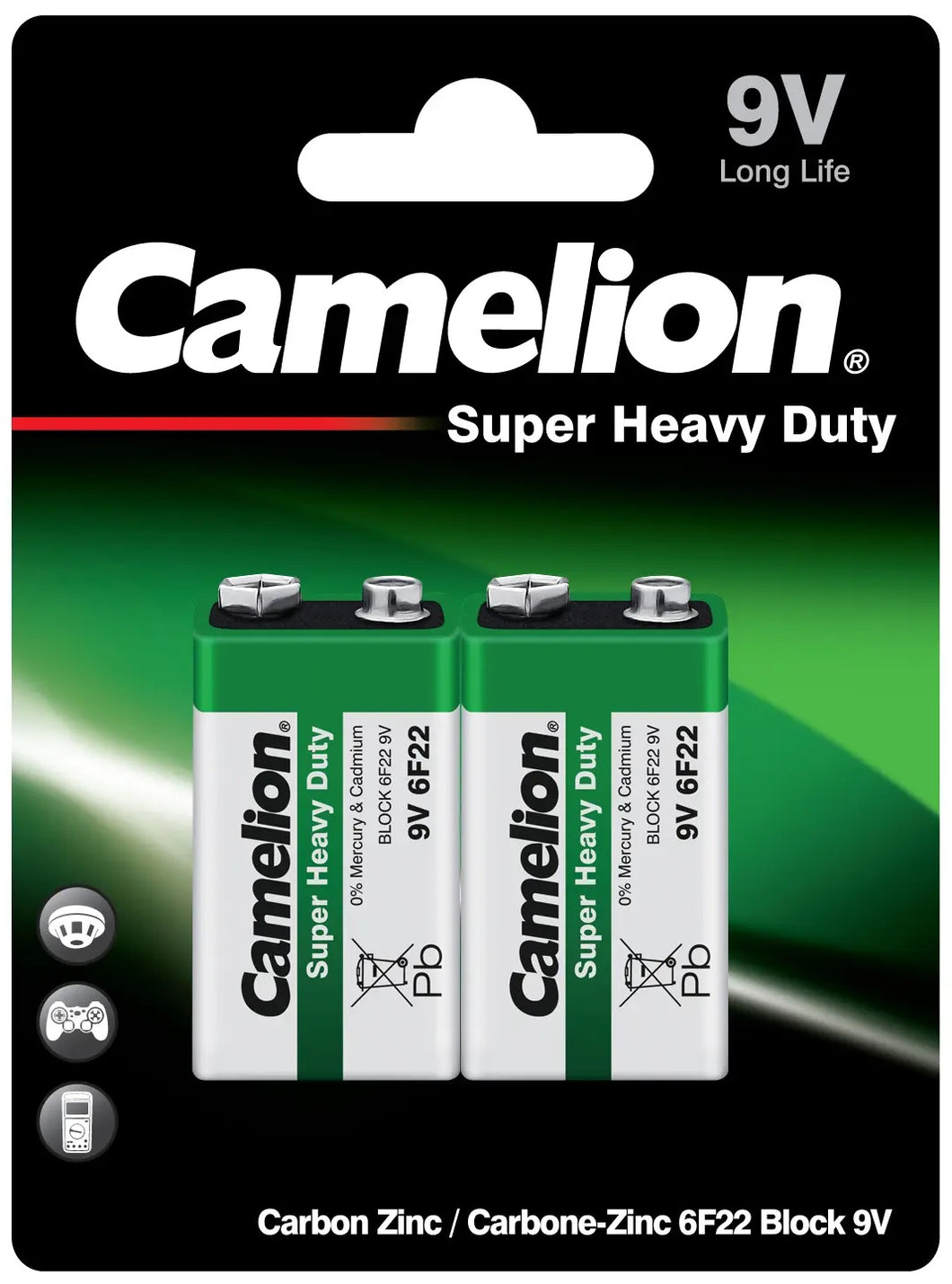 CAMELION 9V SUPER HEAVY DUTY BATTERY - 2 PACK-(8122321961215)