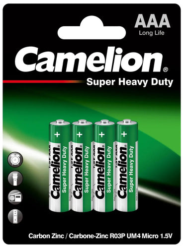 CAMELION AAA SUPER HEAVY DUTY BATTERY - 4 PACK-(8122322616575)