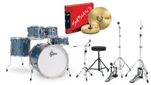 Charger l&#39;image dans la galerie, Gretsch Drums Energy 5-Piece Drum Set with Hardware Package &amp; Cymbals - Blue Sparkle
