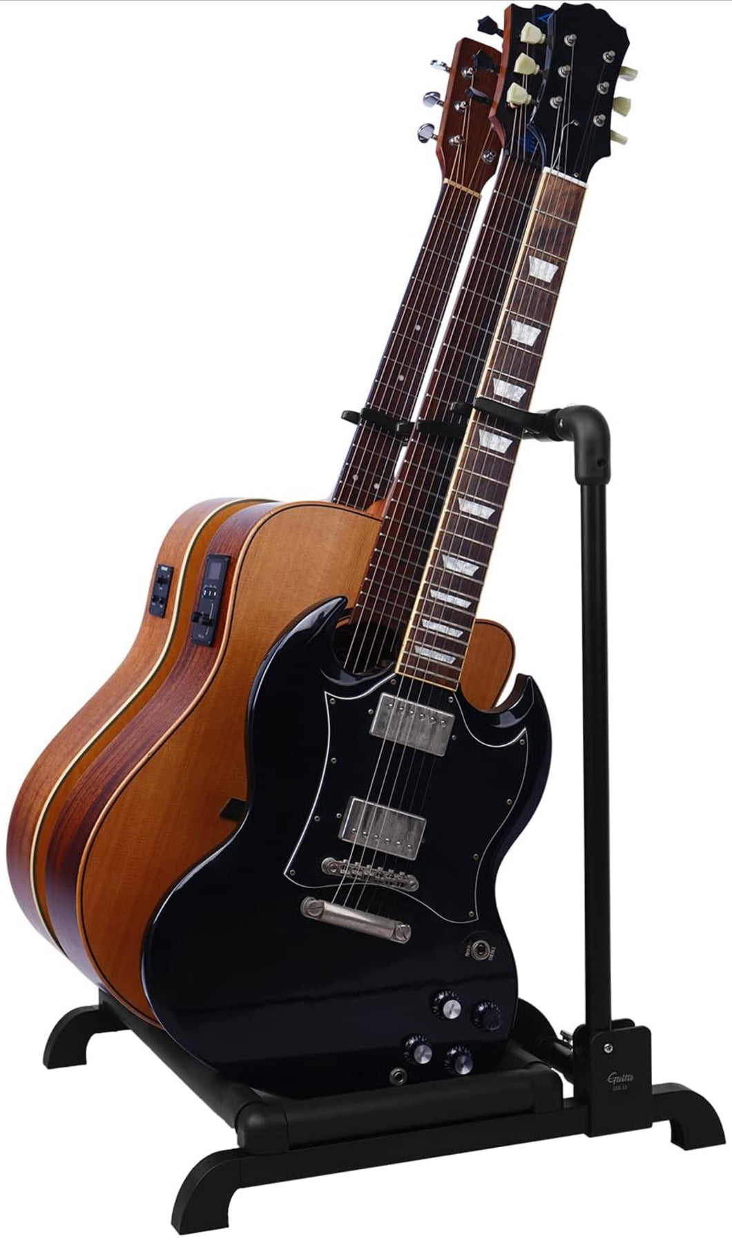 GUITTO Multi Guitar Rack Stand Foldable Universal Display Rack Portable Guitar Holder for Band Stage Bass Acoustic Guitar - 3 Holder GGS-12