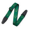 Levy’s 2-Inch Wide Polyester Guitar Strap with Green & Mustard Scanned Skull Motif - MPD2-113