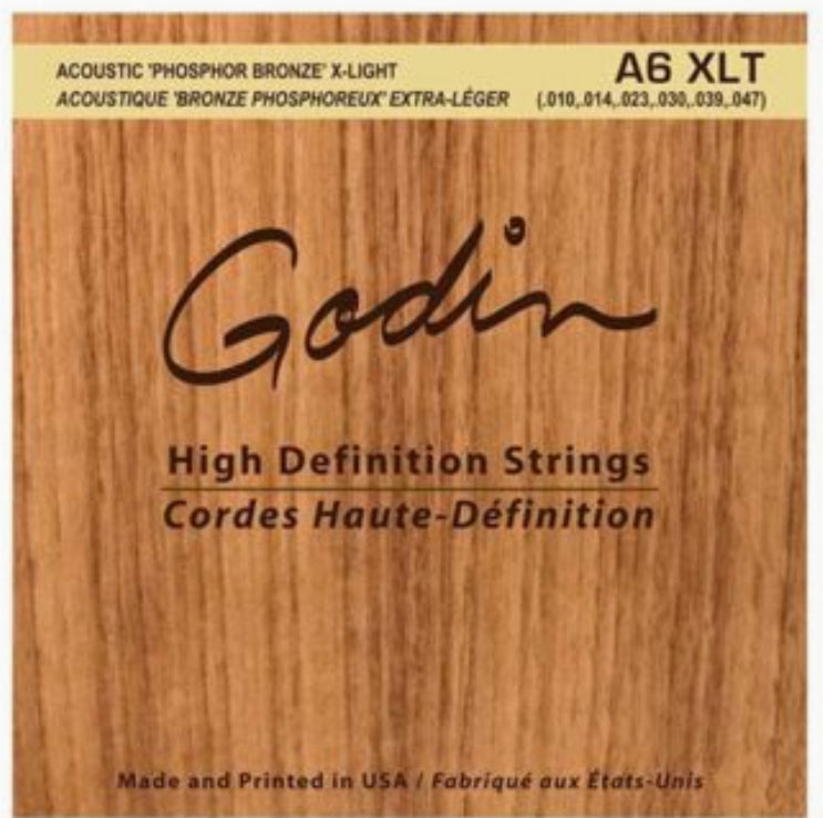 Godin Acoustic Guitar Phosphor Bronze Strings Extra Light A6XLT Made by D'Addario