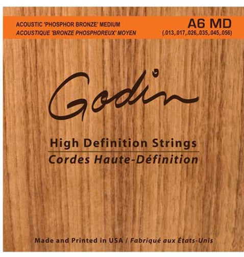 Godin Acoustic Guitar Phosphor Bronze Strings Medium A6MD Made by D'Addario