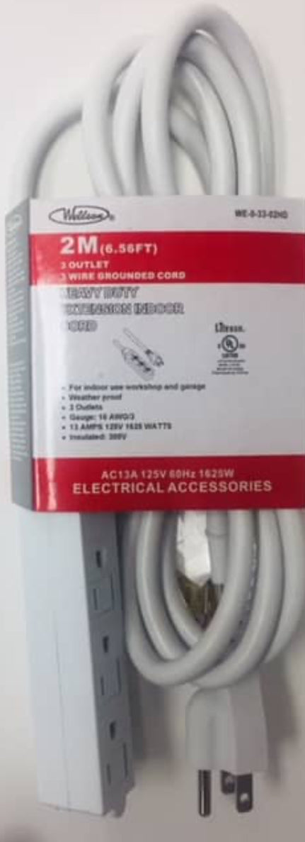 Heavy Duty Indoor Extension Cord, 2m (6.56 ft.)