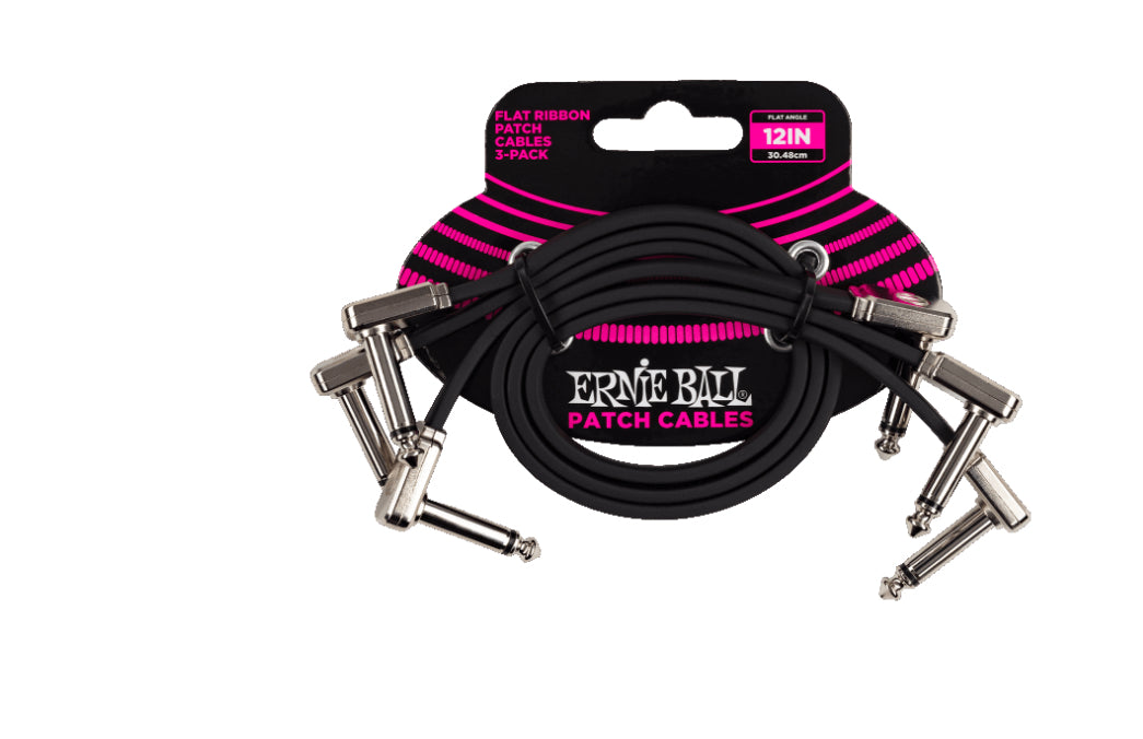 Ernie Ball 12'' Flat Ribbon Cable 3 Pack - Black