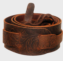 Load image into Gallery viewer, DEERING S-TOOLBRN TOOLED LEATHER CRADLE BANJO STRAP - BROWN
