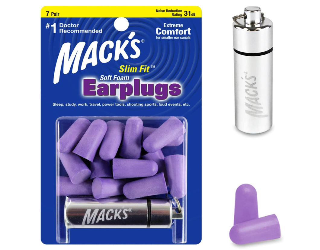 Mack’s Slim Fit Soft Foam Earplugs - 7 Pairs with Travel Case