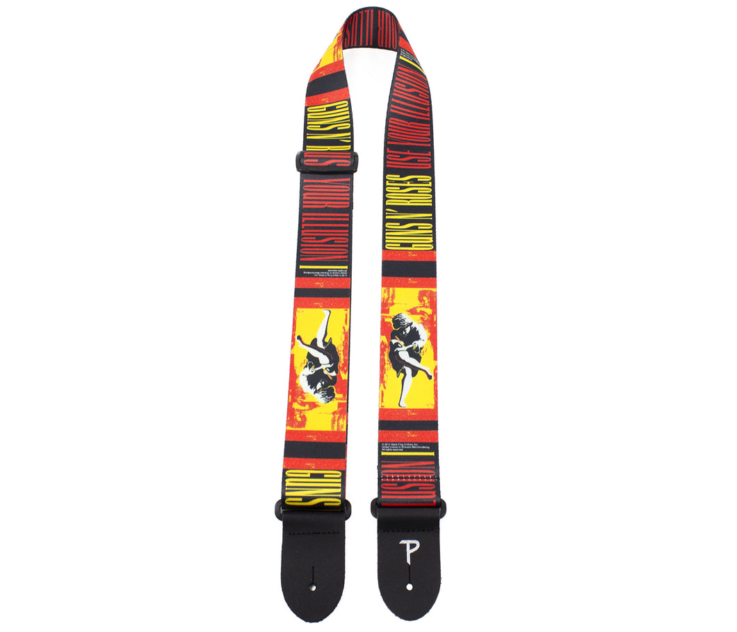 OFFICIAL LICENSING GUNS N’ ROSES USE YOUR ILLUSION POLYESTER GUITAR STRAP.
