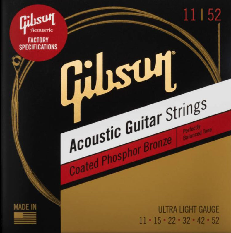 GIBSON SAG-CBRW11-1 Coated 80/20 Bronze Acoustic Strings - Ultra Light 11-52