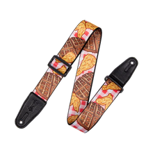 Charger l&#39;image dans la galerie, Levy&#39;s MPD2-118 Polyester Guitar Strap -Chicken &amp; Waffles Motif
