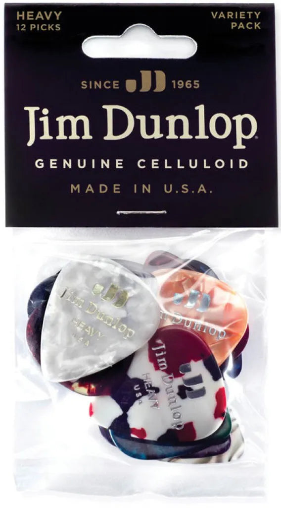 Jim Dunlop Celluloid Guitar Pick Variety Pack - Heavy, 12 Pack