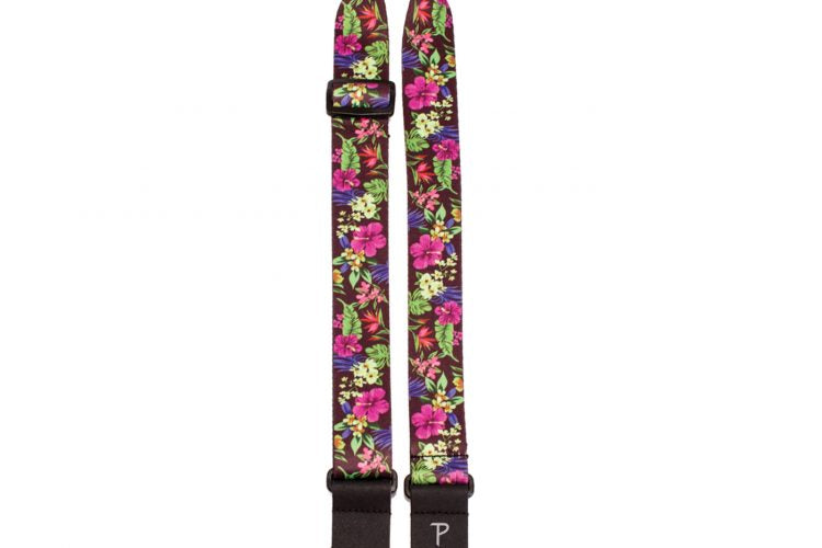 1.5” WIDE MULTI COLORED LUAU FLORAL DESIGN ON POLYESTER UKULELE STRAP