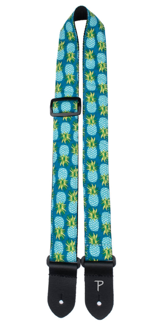 1.5” WIDE BLUE PINEAPPLE DESIGN ON POLYESTER UKULELE STRAP