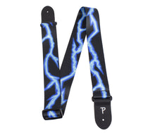 Charger l&#39;image dans la galerie, 2” BLUE LIGHTNING BOLT DESIGN ON POLYESTER GUITAR STRAP
