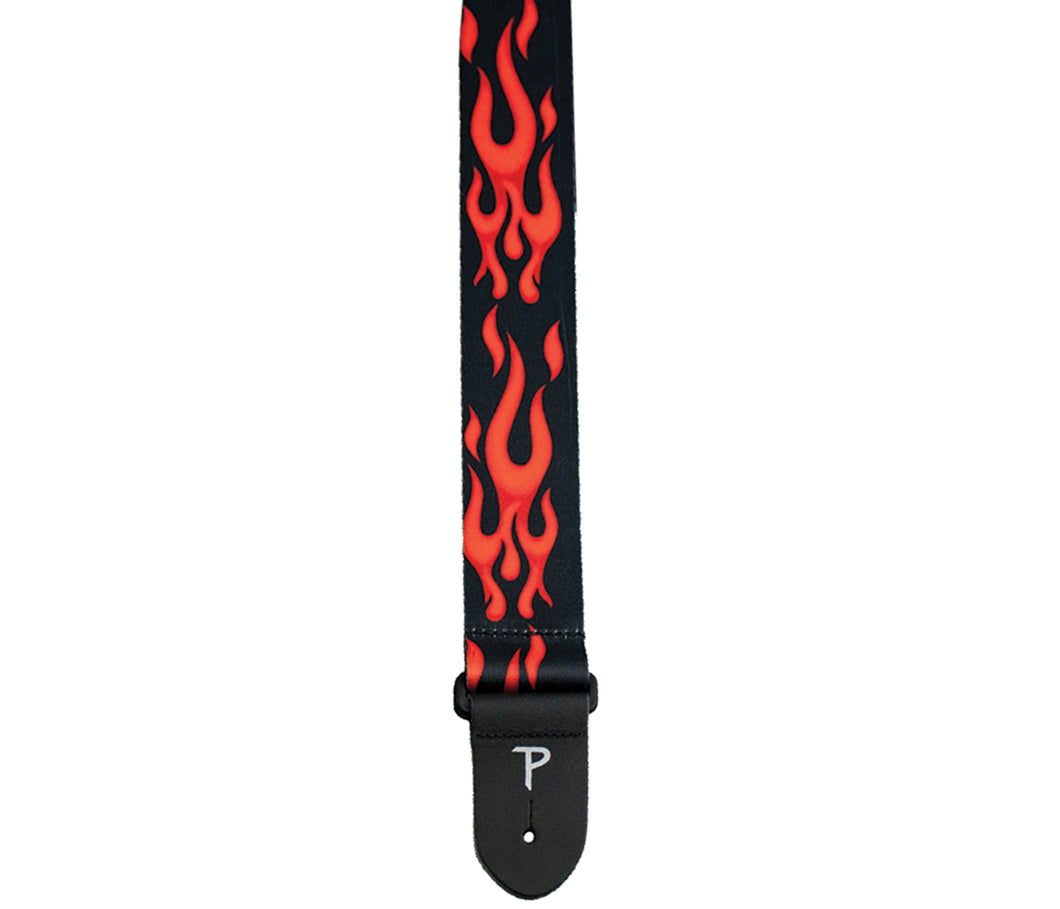 2” RED FLAMES DESIGN ON POLYESTER GUITAR STRAP