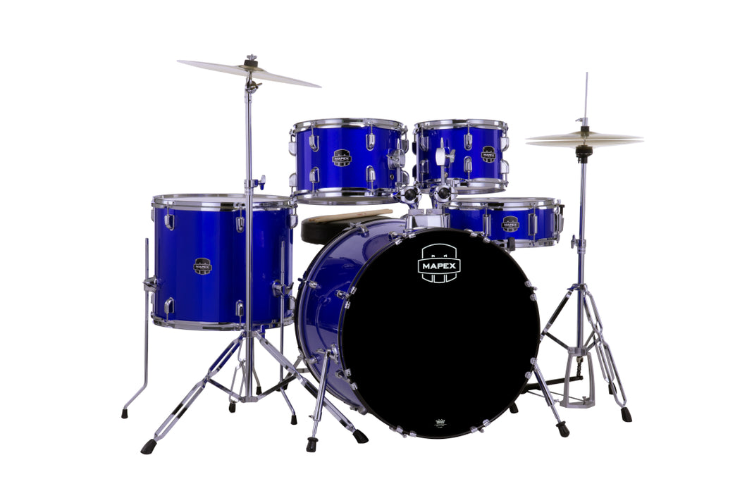 Mapex Comet 5-Piece Drum Kit (22,10,12,16,SD) with Cymbals and Hardware - Indigo Blue