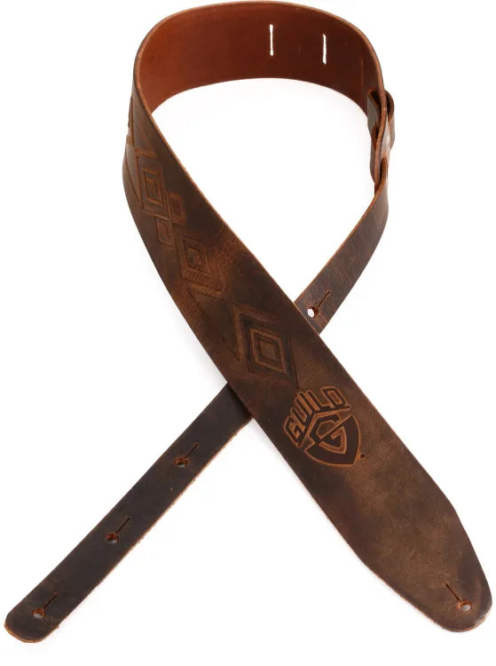 Guild Tooled Americana Leather Guitar Strap - 350-0613-050 - Brown