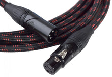 Load image into Gallery viewer, GF BLACK &amp; RED TWEED MICROPHONE XLR X XLR CABLE - 25 FEET
