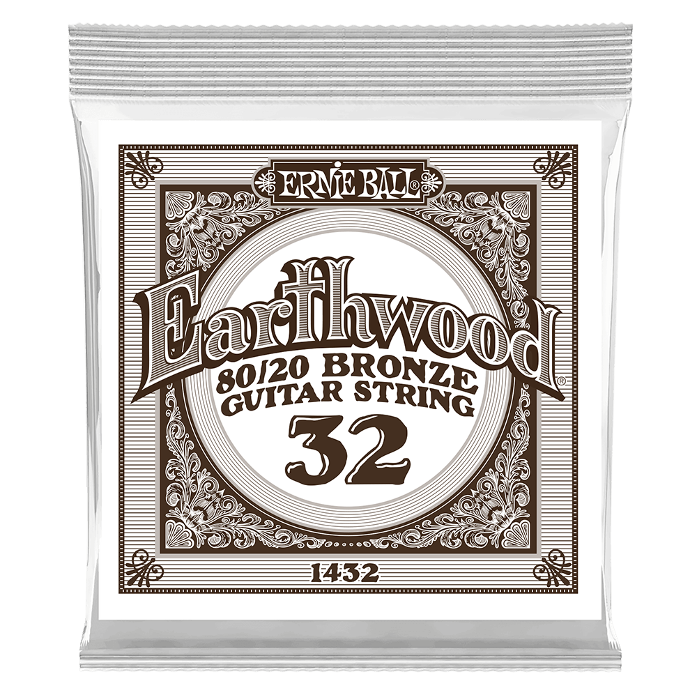 Ernie Ball Single Earthwood 80/20 Bronze Acoustic Guitar String - .032