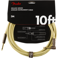 Charger l&#39;image dans la galerie, FENDER DELUXE SERIES, STRAIGHT/ANGLE, 10 FOOT YELLOW AND BROWN TWEED INSTRUMENT CABLE
