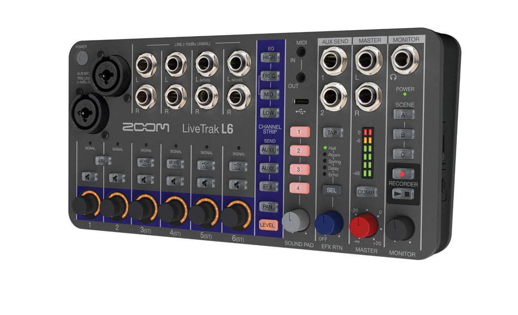 Zoom LiveTrak L6 Ultra Compact 10 Channel Digital Mixer with 4 Assignable Sound Pads ZL6