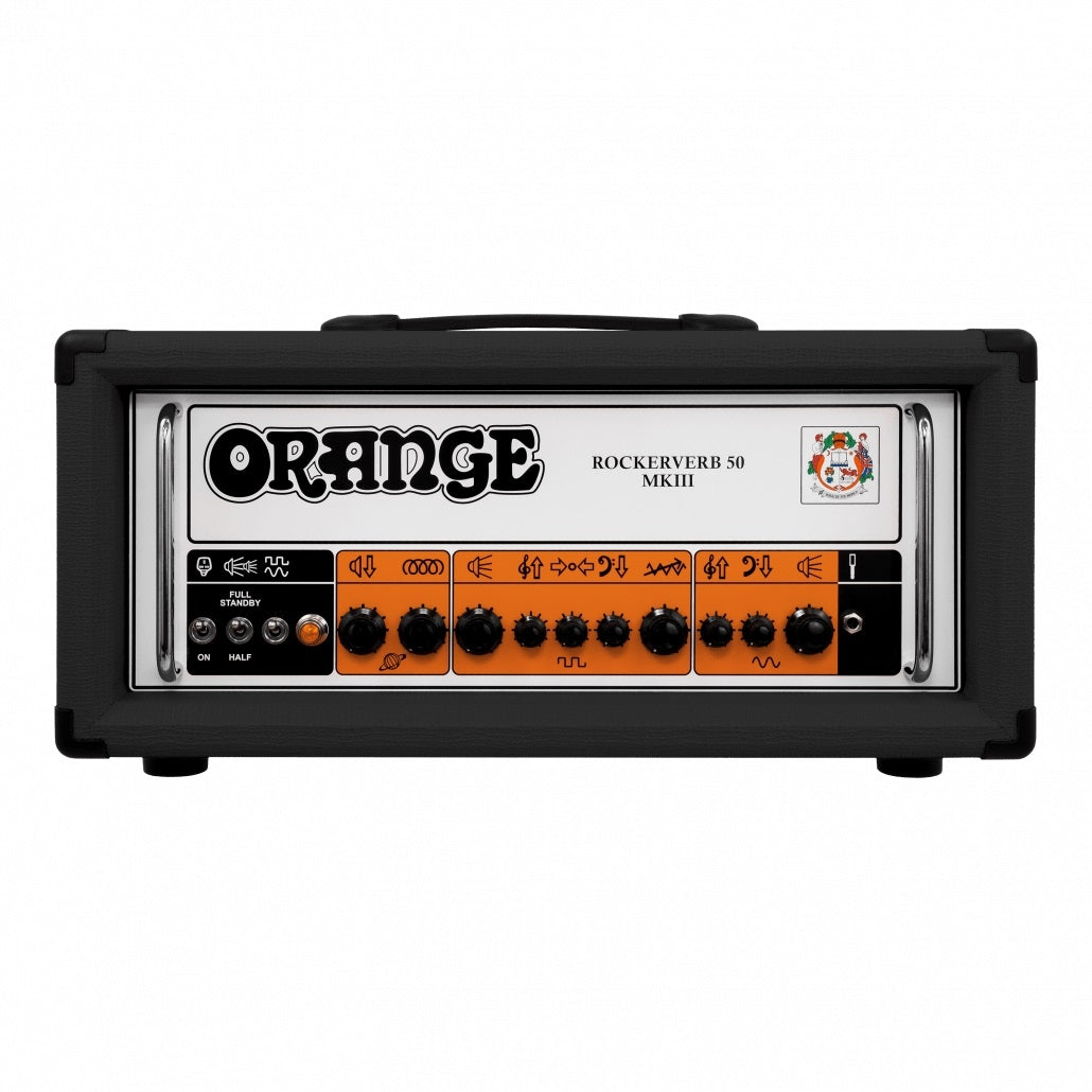 Orange RK50H MKIII-BK 50w Class A/B Twin channel valve guitar amp head with attentuator, reverb and switchable to 25w Black Tolex