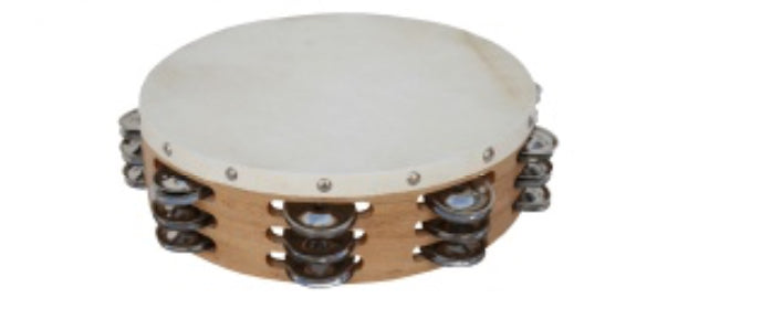 10” Wooden Triple Row Tambourine