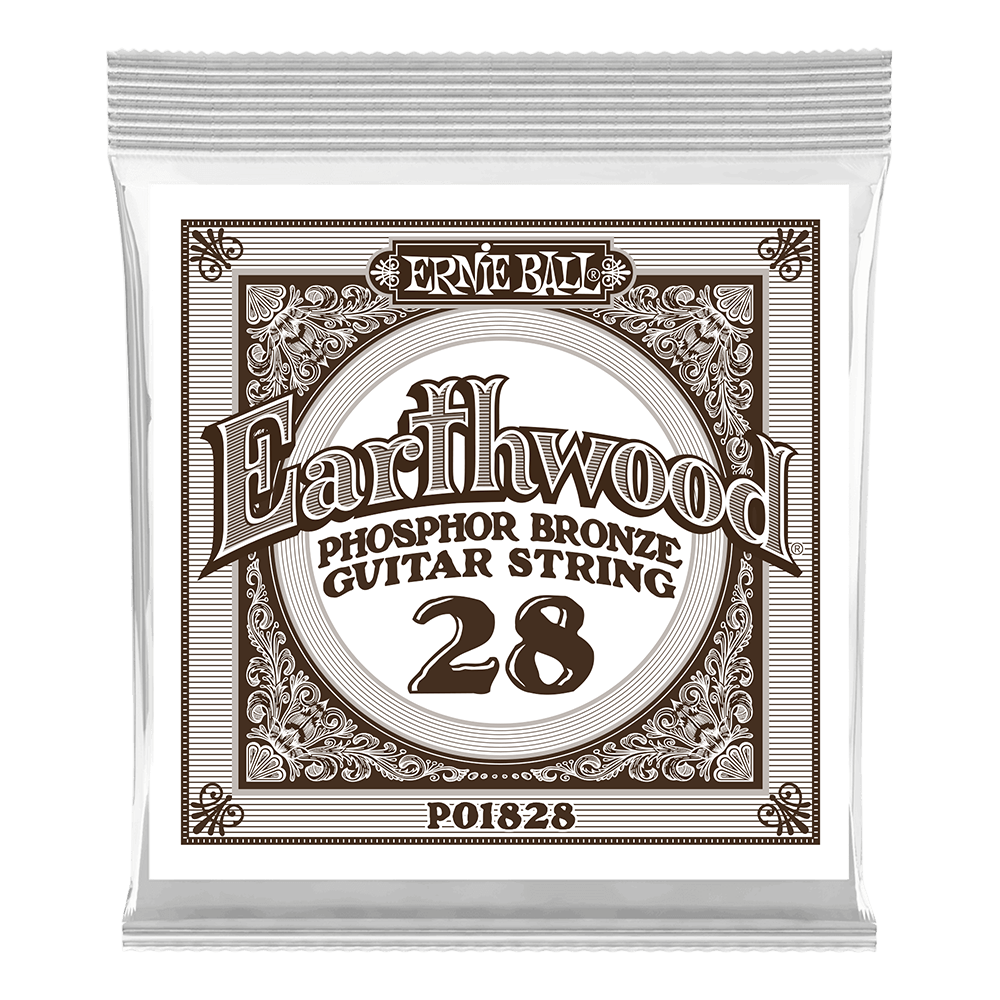 Ernie Ball Single Earthwood Phosphor Bronze Acoustic Guitar String - .028