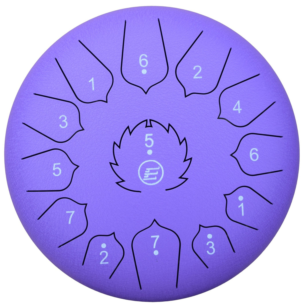 Tongue Drum / Steel Handpan Drum with Accessories 13 Note / 12 Inch - PURPLE