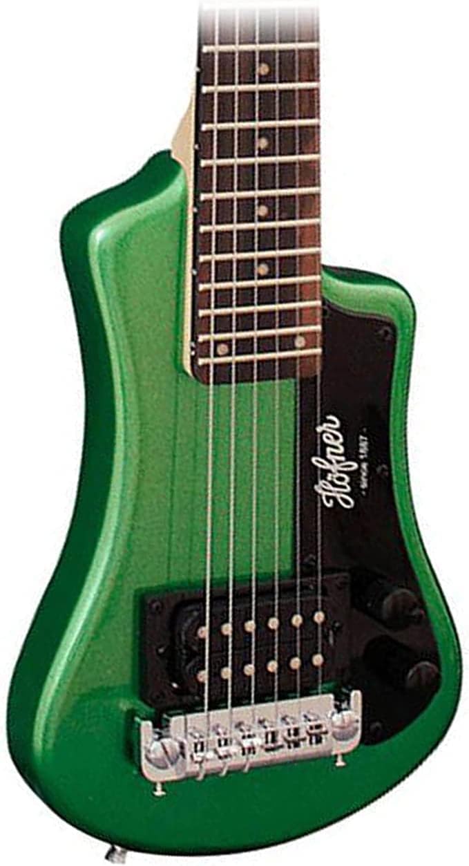 Hofner HOF-HCT-SH-GR-O Shorty Electric Travel Guitar - Green - with Gig Bag