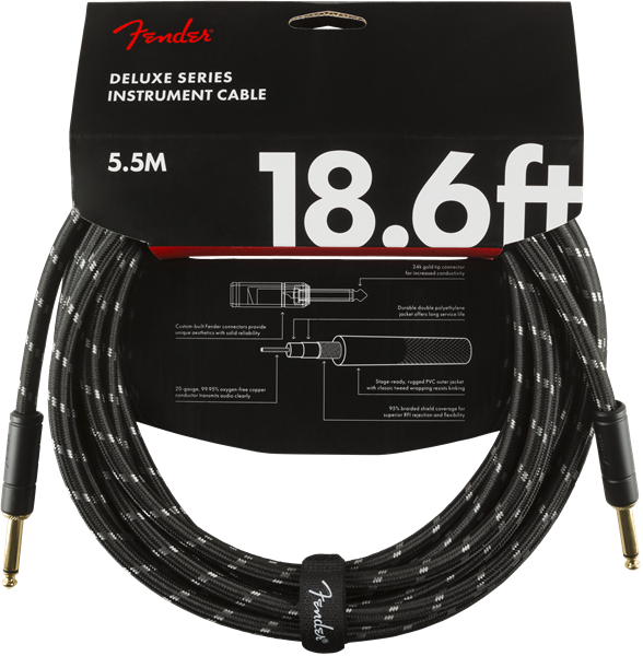 Fender Deluxe Instrument Cable, 18.6', Black Tweed