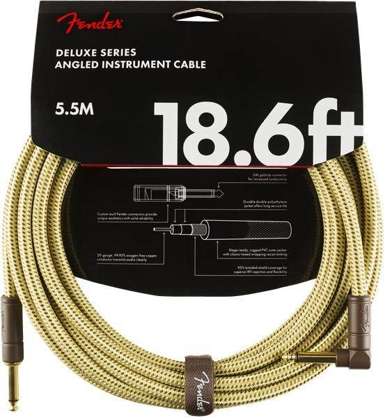 Fender Deluxe Instrument Cable, Straight/Angle, 18.6', Tweed