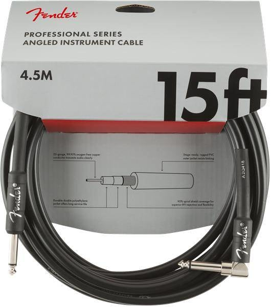 Fender Professional Instrument Cable, Straight-Angle, 15', Black