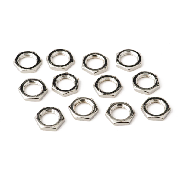 FENDER - AMPLIFIER JACK NUTS- HEX 7/16 - 20 X 1/8- NICKEL (12)