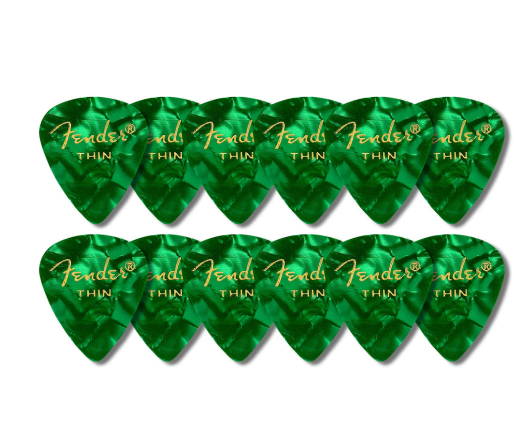 Fender 351 Shape Premium Picks -12 Count Pack - Green Moto