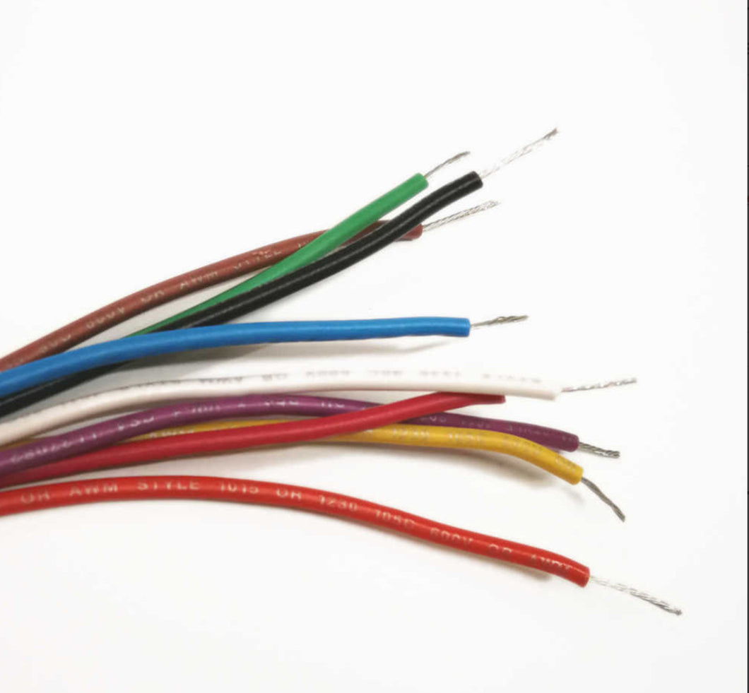 Hookup Wire - 22AWG UL1015 600V Tinned, Stranded - By Foot (Choose Colour)